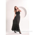 Black And White Print Vertical Striped Maxi Dress